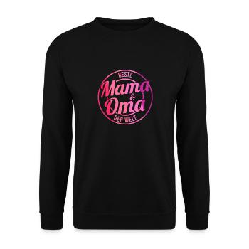 Beste Mama Und Oma Der Welt - Unisex Pullover - Schwarz - Vorne - Alina (178cm) & Michal (187cm)