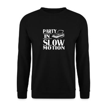 Party in slow motion Funny captain pontoon boat - Unisex Sweatshirt - black - Front - Alina (178cm) & Michal (187cm)