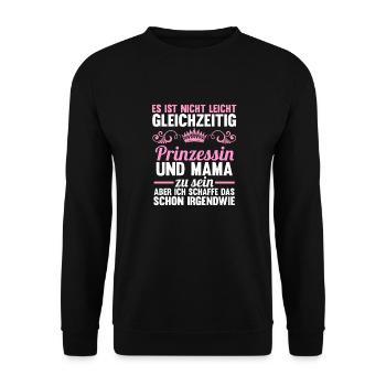 Mutter Muttertag Prinzessin Mama - Unisex Pullover - Schwarz - Vorne - Alina (178cm) & Michal (187cm)