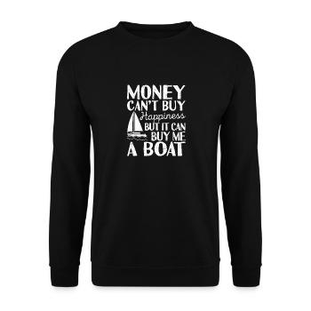 Geld kann kein Glück kaufen, aber es kann mir ein - Unisex Pullover - Schwarz - Vorne - Alina (178cm) & Michal (187cm)