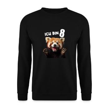 8 Jahre Kleiner Roter Panda Pandas 8. Geburtstag - Unisex Pullover - Schwarz - Vorne - Alina (178cm) & Michal (187cm)