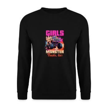 Girls Like Trucks Retro Race Big Monster Vintage - Unisex Sweatshirt - black - Front - Alina (178cm) & Michal (187cm)