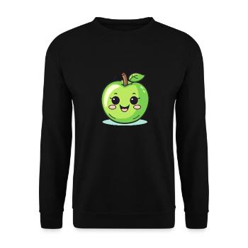 Apple Cute Fruit Green Smiling Lovers Foodie - Unisex Sweatshirt - black - Front - Alina (178cm) & Michal (187cm)