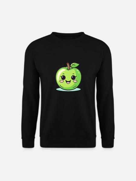 Apfel Niedliche Frucht Grün Lächelnde Liebhaber Feinschmecker - Unisex Pullover - Schwarz
