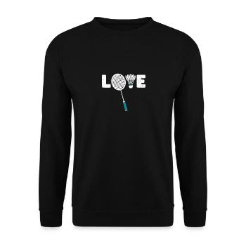 Badminton Love Badminton Shuttlecock Racket Smash - Unisex Sweatshirt - black - Front - Alina (178cm) & Michal (187cm)