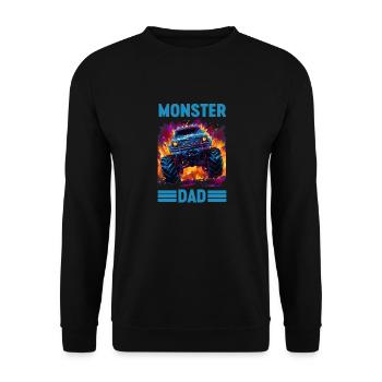 Monster Truck Papa Monster Papa Papa Trucker Retro - Unisex Pullover - Schwarz - Vorne - Alina (178cm) & Michal (187cm)