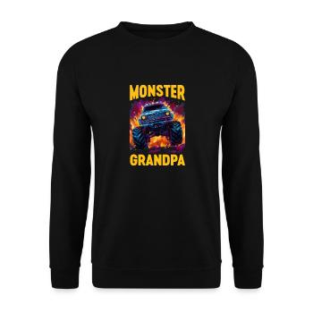Monster Truck Opa Monster Opa Retro - Unisex Pullover - Schwarz - Vorne - Alina (178cm) & Michal (187cm)