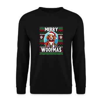 Dog Lover Christmas - Lustiger hässlicher Weihnachtspullover - Unisex Pullover - Schwarz - Vorne - Alina (178cm) & Michal (187cm)