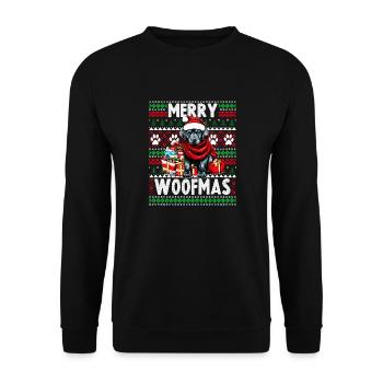 Cute Black Labrador Dog Christmas Costume - Merry - Unisex Sweatshirt - black - Front - Alina (178cm) & Michal (187cm)