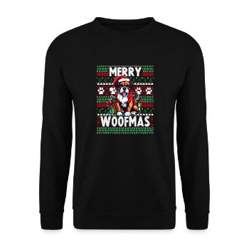 Chien boxer de Noël en famille - Sweat de Noël moche - Sweat-shirt Unisexe - noir - Devant - Alina (178cm) & Michal (187cm)
