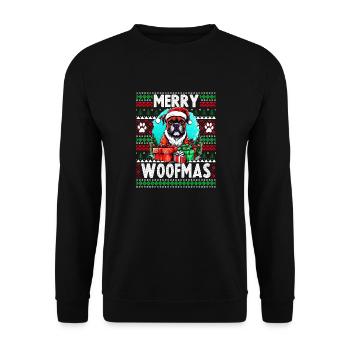 Funny Boxer Dog Christmas Design - Merry Woofmas - Unisex Sweatshirt - black - Front - Alina (178cm) & Michal (187cm)