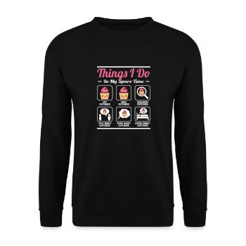 Ce que je fais pendant mon temps libre Chef pâtissier Cupcake F - Sweat-shirt Unisexe - noir - Devant - Alina (178cm) & Michal (187cm)