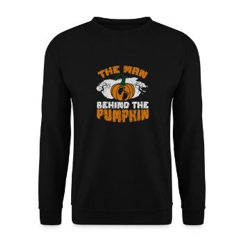 The Man Behind The Pumpkin Halloween Pregnant - Unisex Sweatshirt - black - Front - Alina (178cm) & Michal (187cm)