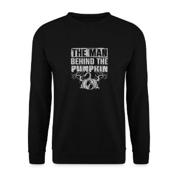 The Man Behind The Pumpkin Halloween Pregnant - Unisex Sweatshirt - black - Front - Alina (178cm) & Michal (187cm)