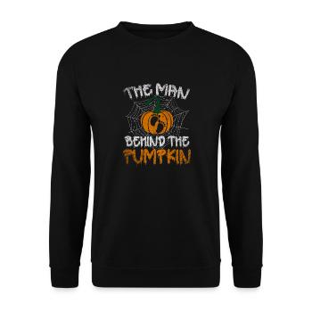 The Man Behind The Pumpkin Halloween Pregnant - Unisex Sweatshirt - black - Front - Alina (178cm) & Michal (187cm)