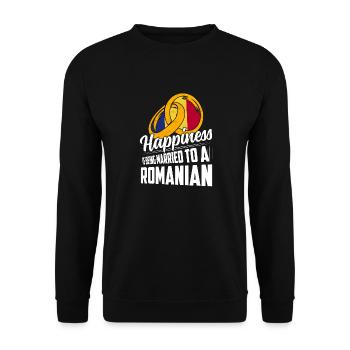 Le bonheur, c’est d’être marié à une Roumanie roumaine P - Sweat-shirt Unisexe - noir - Devant - Alina (178cm) & Michal (187cm)