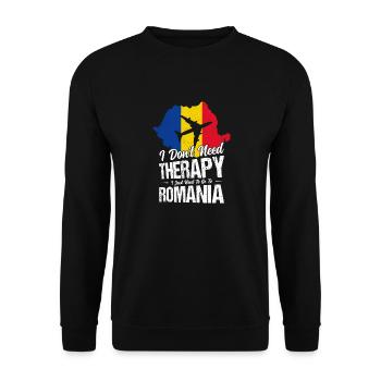 I Don't Need Therapy I Just Need To Go To Romania - Unisex Sweatshirt - black - Front - Alina (178cm) & Michal (187cm)