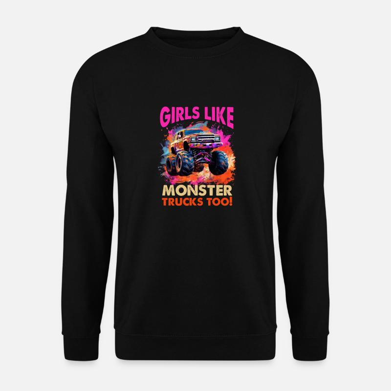 Mädchen mögen Trucks Retro Race Big Monster Vintage - Unisex Pullover - Schwarz