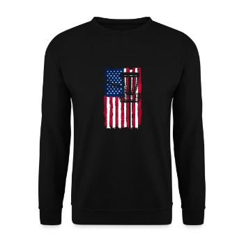 Disc Golf USA Flag American Folf Frolf Men Women - Unisex Sweatshirt - black - Front - Alina (178cm) & Michal (187cm)