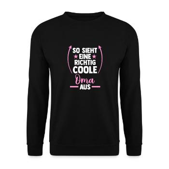 Großmutter Coole Oma - Unisex Pullover - Schwarz - Vorne - Alina (178cm) & Michal (187cm)