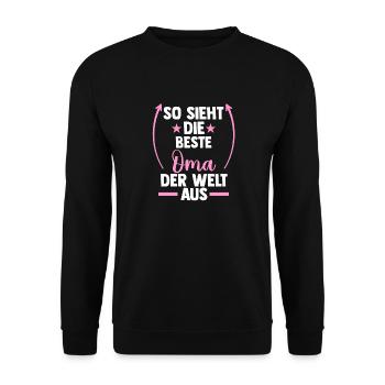 Großmutter Beste Oma - Unisex Pullover - Schwarz - Vorne - Alina (178cm) & Michal (187cm)
