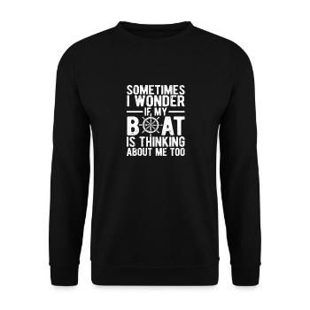 Manchmal frage ich mich, ob mein Boot - Unisex Pullover - Schwarz - Vorne - Alina (178cm) & Michal (187cm)