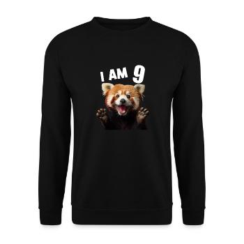 9 Jahre Kleiner Roter Panda Pandas 9. Geburtstag - Unisex Pullover - Schwarz - Vorne - Alina (178cm) & Michal (187cm)