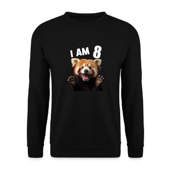 8 Jahre Kleiner Roter Panda Pandas 8. Geburtstag - Unisex Pullover - Schwarz - Vorne - Alina (178cm) & Michal (187cm)