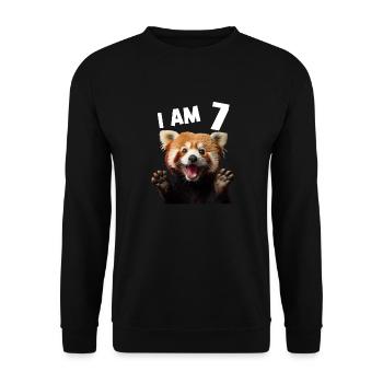 7 Jahre Kleiner Roter Panda Pandas 7. Geburtstag - Unisex Pullover - Schwarz - Vorne - Alina (178cm) & Michal (187cm)