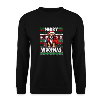 Top de pyjama familial assorti - Chien de Noël moche Bo - Sweat-shirt Unisexe - noir - Devant - Alina (178cm) & Michal (187cm)