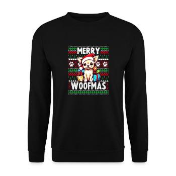 Top de pyjama familial assorti - Chien de Noël moche Ch - Sweat-shirt Unisexe - noir - Devant - Alina (178cm) & Michal (187cm)