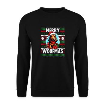 Familien-Weihnachtsdackel Hund - Ugly Christmas Sw - Unisex Pullover - Schwarz - Vorne - Alina (178cm) & Michal (187cm)