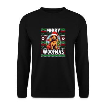 Dog Lover Christmas - Lustiger hässlicher Weihnachtspullover - Unisex Pullover - Schwarz - Vorne - Alina (178cm) & Michal (187cm)