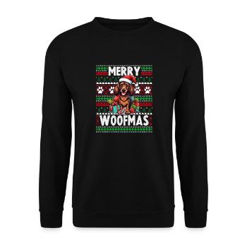 Passendes Pyjama-Oberteil für Familien - Ugly Christmas Dog Da - Unisex Pullover - Schwarz - Vorne - Alina (178cm) & Michal (187cm)
