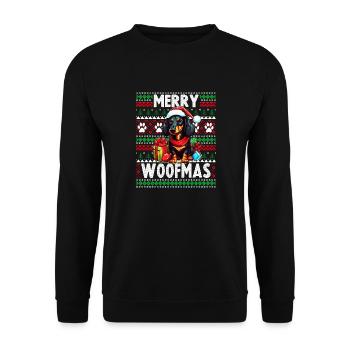 Dackel Hund Lustige Weihnachten Hässlicher Pullover - Unisex Pullover - Schwarz - Vorne - Alina (178cm) & Michal (187cm)