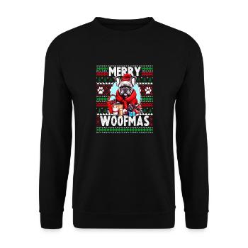 Noël amoureux des chiens - Pull de Noël moche Frenc - Sweat-shirt Unisexe - noir - Devant - Alina (178cm) & Michal (187cm)
