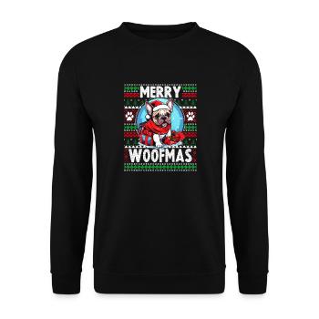 Noël en famille Bouledogue Français - Noël moche - Sweat-shirt Unisexe - noir - Devant - Alina (178cm) & Michal (187cm)