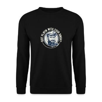 Arrêtez de jouer avec votre canot Funny - Sweat-shirt Unisexe - noir - Devant - Alina (178cm) & Michal (187cm)