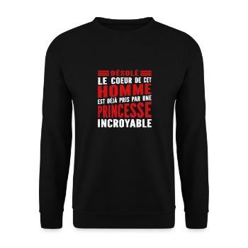 Désolé le coeur de cet homme est déja pris - Sweat-shirt Unisexe - noir - Devant - Alina (178cm) & Michal (187cm)