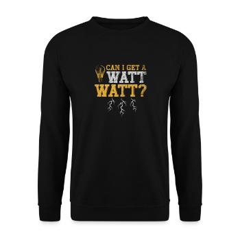 Can I Get A Watt Watt Electrician - Unisex Pullover - Schwarz - Vorne - Alina (178cm) & Michal (187cm)