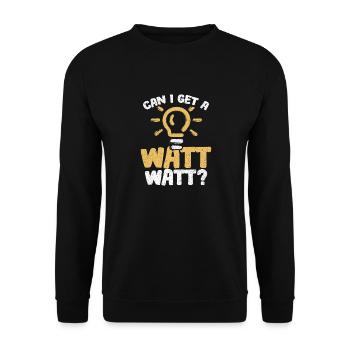 Can I Get A Watt Watt Electrician - Unisex Pullover - Schwarz - Vorne - Alina (178cm) & Michal (187cm)