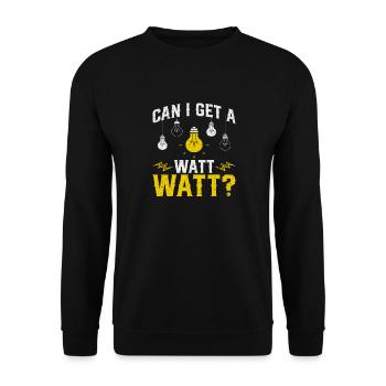 Can I Get A Watt Watt Electrician - Unisex Pullover - Schwarz - Vorne - Alina (178cm) & Michal (187cm)