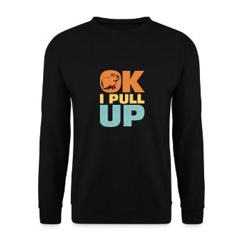 Ok I Pull Up Capybara Animal Lover - Unisex Pullover - Schwarz - Vorne - Alina (178cm) & Michal (187cm)