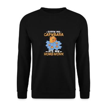 Sorry, My Capybara Ate My Homework Capibara Owner - Unisex Pullover - Schwarz - Vorne - Alina (178cm) & Michal (187cm)