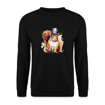 Watercolor Squirrel Railroad Worker - Unisex Sweatshirt - black - Front - Alina (178cm) & Michal (187cm)