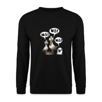 Morgenmuffel Müde Müdigkeit lustige Sprüche Fun - Unisex Pullover - Schwarz - Vorne - Alina (178cm) & Michal (187cm)