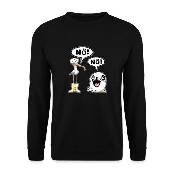 Morgenmuffel Langschläfer Faulpelz Lustig Geschenk - Unisex Pullover - Schwarz - Vorne - Alina (178cm) & Michal (187cm)