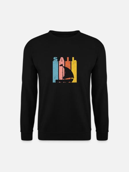 Seil Retro Vintage Seil Silhouette Sailor Boat - Genser unisex - svart