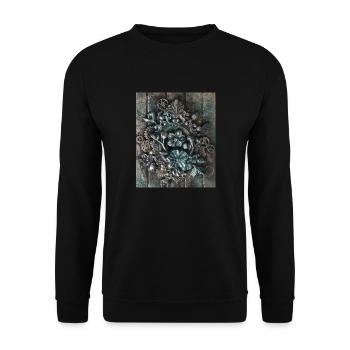 Steampunk Vintage Flowers With Gears - Unisex Sweatshirt - black - Front - Alina (178cm) & Michal (187cm)