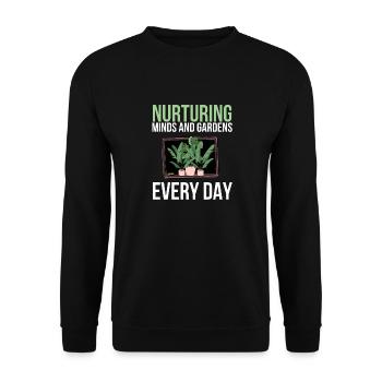 Nourrir les esprits et les jardins chaque jour enseignant - Sweat-shirt Unisexe - noir - Devant - Alina (178cm) & Michal (187cm)
